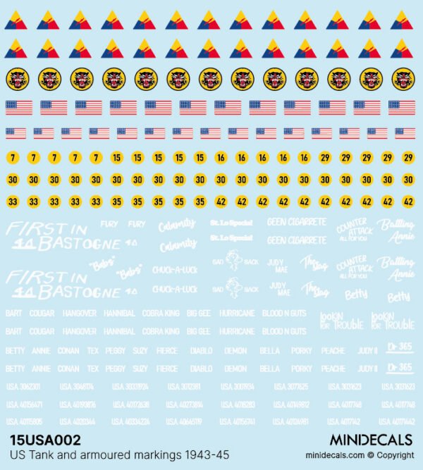 Decals USA Tank markings WW2 15mm